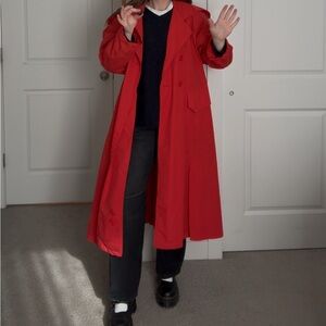 Women’s Vintage Red Double-Breasted Trench Coat